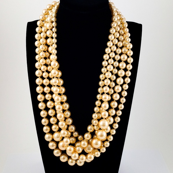 J. Crew Twisted Hammock Pearl Necklace Champagne - Picture 6 of 8